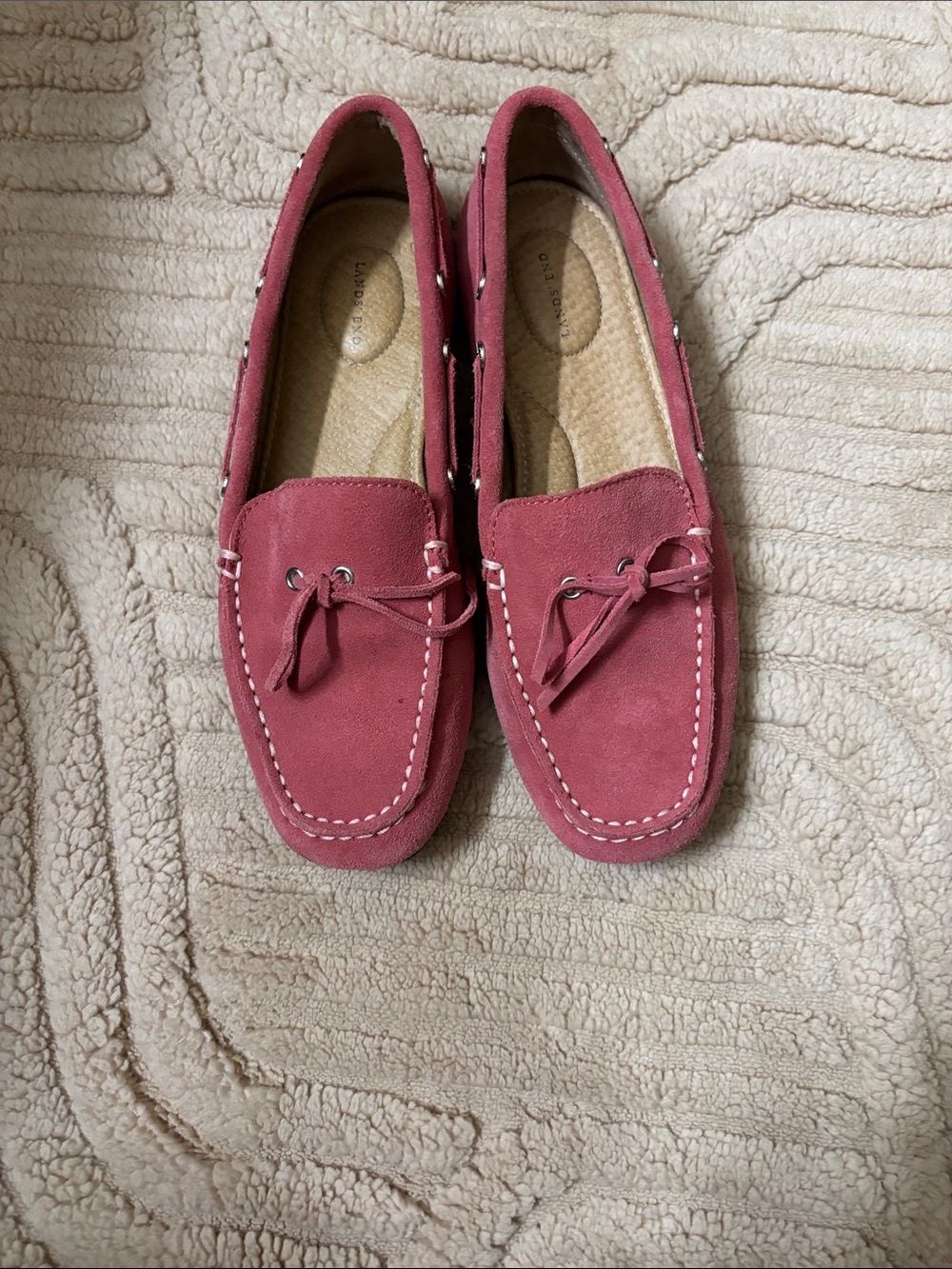 Lands' End Women's Suede Moccasins in Rose Pink